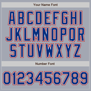 Custom Gray Royal-Red Bomber Varsity Letterman Zipper Jacket