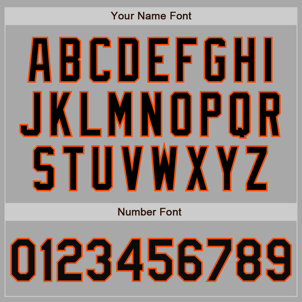 Custom Gray Black-Orange Bomber Full-Snap Varsity Letterman Two Tone Jacket