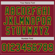 Custom Crimson Green-Gold Bomber Varsity Letterman Zipper Jacket