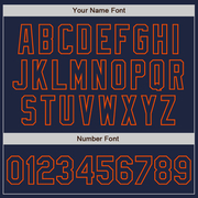 Custom Navy Orange Bomber Full-Snap Varsity Letterman Two Tone Jacket