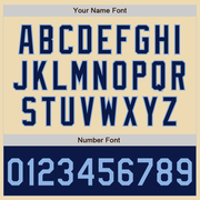 Custom Cream Light Blue-Navy Bomber Varsity Letterman Two Tone Zipper Jacket