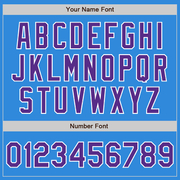 Custom Powder Blue Purple-White Bomber Full-Snap Varsity Letterman Jacket