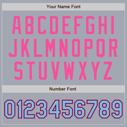 Custom Gray Light Blue Black-Pink Bomber Varsity Letterman Zipper Jacket