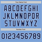 Custom Light Blue Navy-White Bomber Full-Snap Varsity Letterman Two Tone Jacket