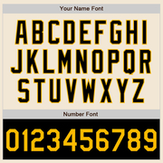 Custom Cream Gold-Black Bomber Varsity Letterman Two Tone Zipper Jacket