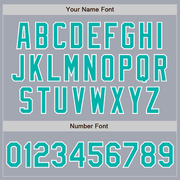 Custom Gray Aqua-White Bomber Varsity Letterman Zipper Jacket