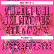 Custom Pink Black Flowers 3D Pattern Design Bomber Full-Snap Varsity Letterman Jacket