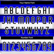 Custom Thunder Blue Black-White Lines Sublimation Volleyball Uniform Jersey