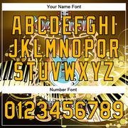 Custom Brown Gold-Black Piano Music Festival 3D Pattern Design Bomber Full-Snap Varsity Letterman Jacket