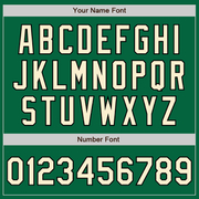 Custom Kelly Green Cream-Black Bomber Full-Snap Varsity Letterman Jacket