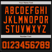 Custom Black Orange Pinstripe Orange Bomber Full-Snap Varsity Letterman Jacket