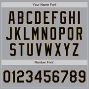 Custom Gray Black-Old Gold Bomber Full-Snap Varsity Letterman Jacket