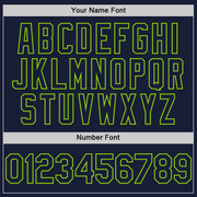 Custom Navy Neon Green Bomber Full-Snap Varsity Letterman Hoodie Jacket