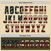 Custom Cream Vintage USA Flag Black-Olive Bomber Varsity Letterman Two Tone Zipper Jacket