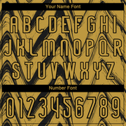 Custom Old Gold Black Fluid Sublimation Volleyball Uniform Jersey