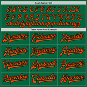 Custom Kelly Green Orange-Black Bomber Full-Snap Varsity Letterman Two Tone Jacket