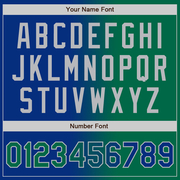 Custom Royal Kelly Green-Gray Bomber Full-Snap Varsity Letterman Gradient Fashion Jacket