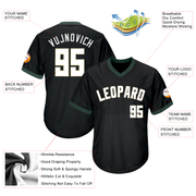 Custom Black White-Hunter Green Authentic Throwback Rib-Knit Baseball Jersey Shirt