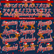 Custom Navy Red-White Christmas 3D Bomber Full-Snap Varsity Letterman Jacket