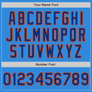 Custom Powder Blue Royal-Orange Bomber Full-Snap Varsity Letterman Jacket