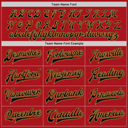 Custom Red Black-Old Gold Bomber Full-Snap Varsity Letterman Two Tone Jacket