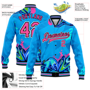 Custom Graffiti Pattern Pink-Black Hiphop Abstract Urban Street Art 3D Bomber Full-Snap Varsity Letterman Jacket