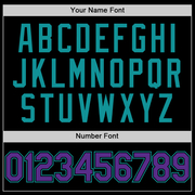 Custom Black Purple-Teal Bomber Full-Snap Varsity Letterman Two Tone Lapel Collar Byron Jacket