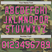 Custom Camo Pink-Kelly Green Bomber Full-Snap Varsity Letterman Salute To Service Jacket