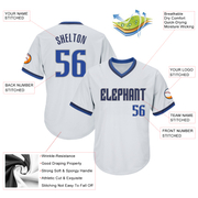 Custom White Blue-Navy Authentic Throwback Rib-Knit Baseball Jersey Shirt
