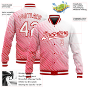 Custom Red White 3D Pattern Design Bomber Full-Snap Varsity Letterman Jacket