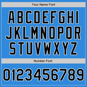 Custom Powder Blue Black-White Bomber Full-Snap Varsity Letterman Jacket