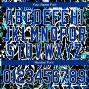 Custom Graffiti Pattern Royal-White Abstract Grunge Art 3D Bomber Full-Snap Varsity Letterman Jacket