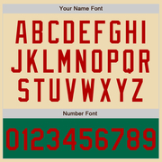 Custom Cream Red Kelly Green-White Bomber Varsity Letterman Two Tone Zipper Jacket