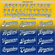 Custom Yellow White-Royal Bomber Full-Snap Varsity Letterman Fade Fashion Jacket