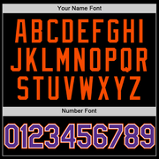 Custom Black Purple-Orange Bomber Full-Snap Varsity Letterman Two Tone Hoodie Jacket