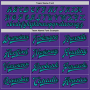 Custom Purple Teal-Black Bomber Full-Snap Varsity Letterman Two Tone Jacket