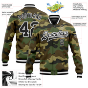 Custom Camo Black-Gray Bomber Full-Snap Varsity Letterman Salute To Service Jacket