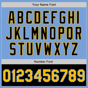 Custom Light Blue Gold-Black Bomber Varsity Letterman Two Tone Zipper Jacket