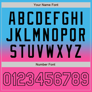 Custom Sky Blue Pink-Black Bomber Full-Snap Varsity Letterman Fade Fashion Jacket