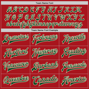 Custom Red Green-Cream Bomber Full-Snap Varsity Letterman Two Tone Jacket