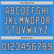 Custom Powder Blue Gray-Black Bomber Full-Snap Varsity Letterman Jacket