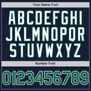 Custom Navy Kelly Green-White Bomber Full-Snap Varsity Letterman Hoodie Jacket