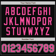 Custom Black White Pinstripe Pink Bomber Full-Snap Varsity Letterman Jacket