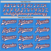 Custom Powder Blue White Navy-Red Bomber Full-Snap Varsity Letterman Jacket