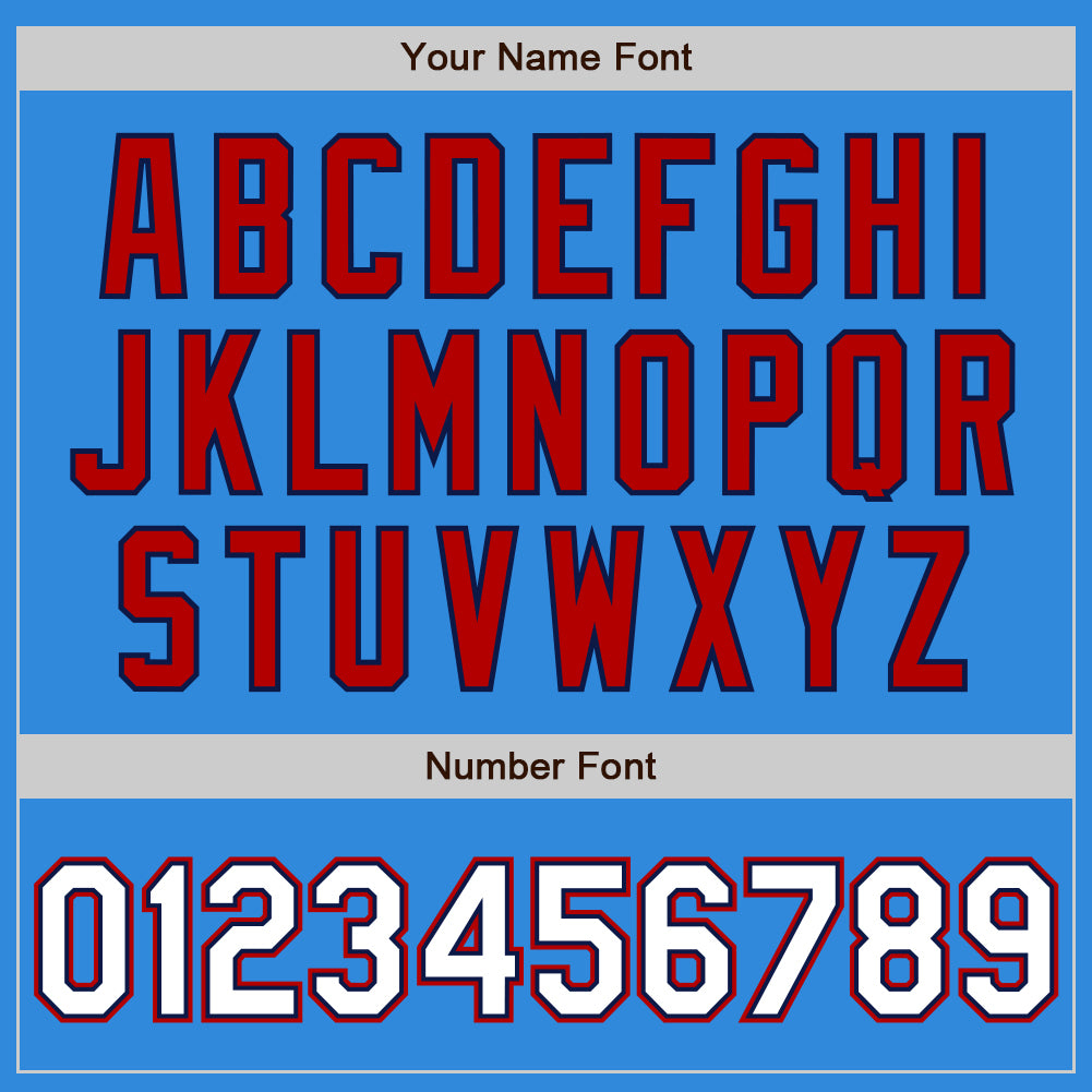 Custom Powder Blue White Navy-Red Bomber Full-Snap Varsity Letterman Jacket