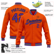 Custom Orange Purple-Black Bomber Full-Snap Varsity Letterman Jacket