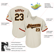 Custom Cream Black-Orange Authentic Throwback Rib-Knit Baseball Jersey Shirt