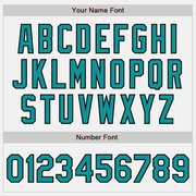 Custom White Black Pinstripe Teal Bomber Full-Snap Varsity Letterman Jacket