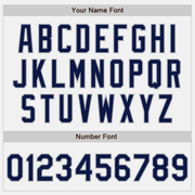 Custom White Navy Pinstripe Gray Bomber Full-Snap Varsity Letterman Two Tone Jacket