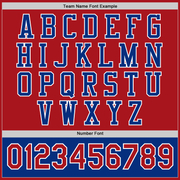 Custom Red Royal-White Bomber Full-Snap Varsity Letterman Two Tone Jacket